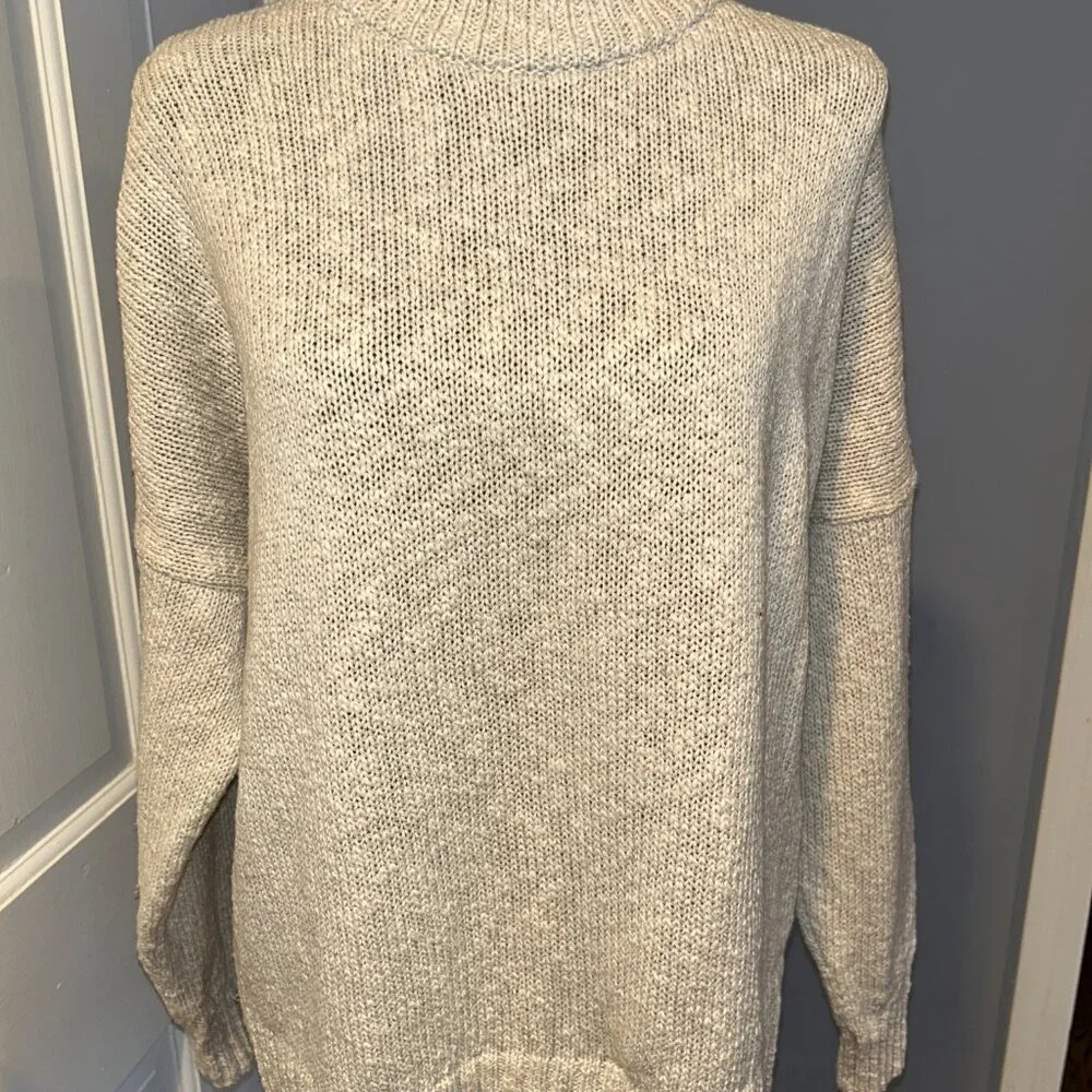 Jenni Kanye Cotton Linen Oversized Crew Neck, Oatmeal, Size Medium, Ladies - Picture 3 of 8